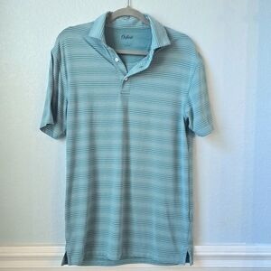 Oxford Men's Aqua Striped Polo Golf Shirt